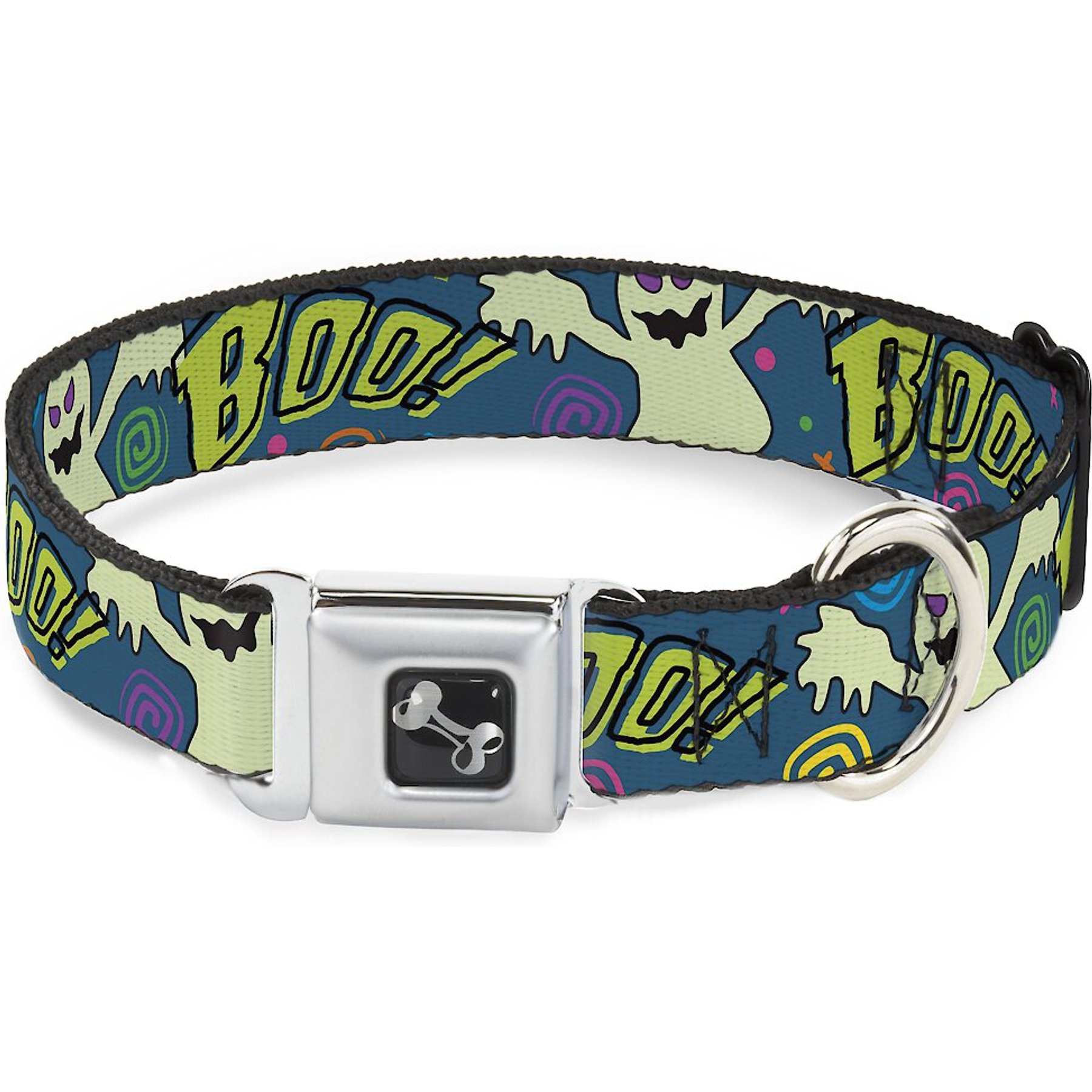 Buckle-Down Ghost BOO! Dog Collar, Wide-Medium