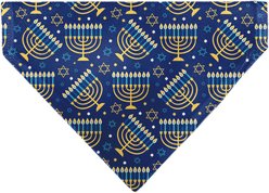 Buckle-Down Hanukkah Holiday Menorah Slip-On Dog Bandana, Blue
