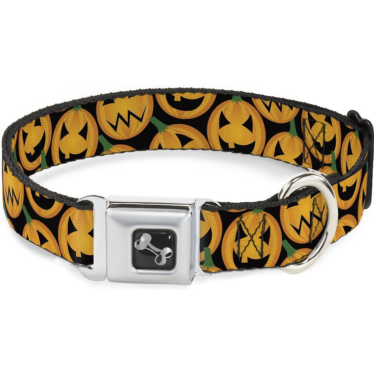 Buckle-Down Jack-o'-Lantern Seatbelt Buckle Dog Collar, Wide-Large