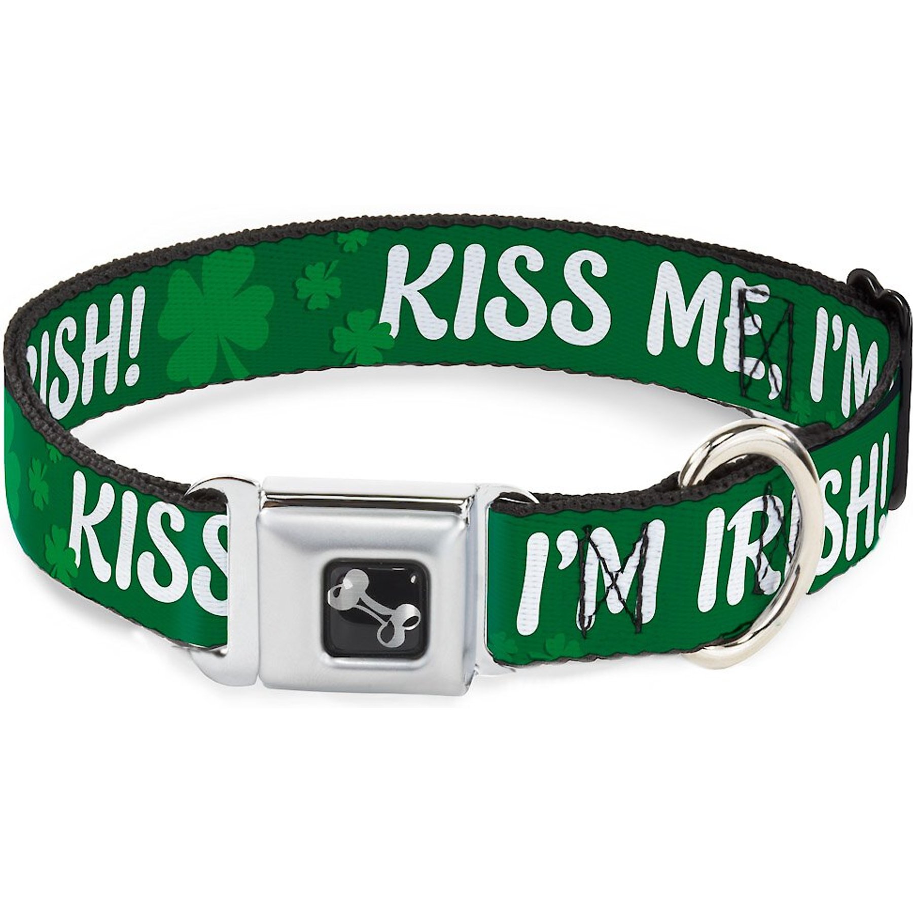 Buckle-Down KISS ME, I'M IRISH! Dog Collar, Wide-Large