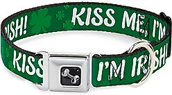 Buckle-Down KISS ME, I'M IRISH! Dog Collar, Wide-Medium