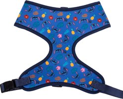 Buckle-Down Lilo & Stitch Poses & Icons Scattered Plastic Buckle Polyester Disney Dog Harness, Blue Black, Small: 14 to 17-in chest