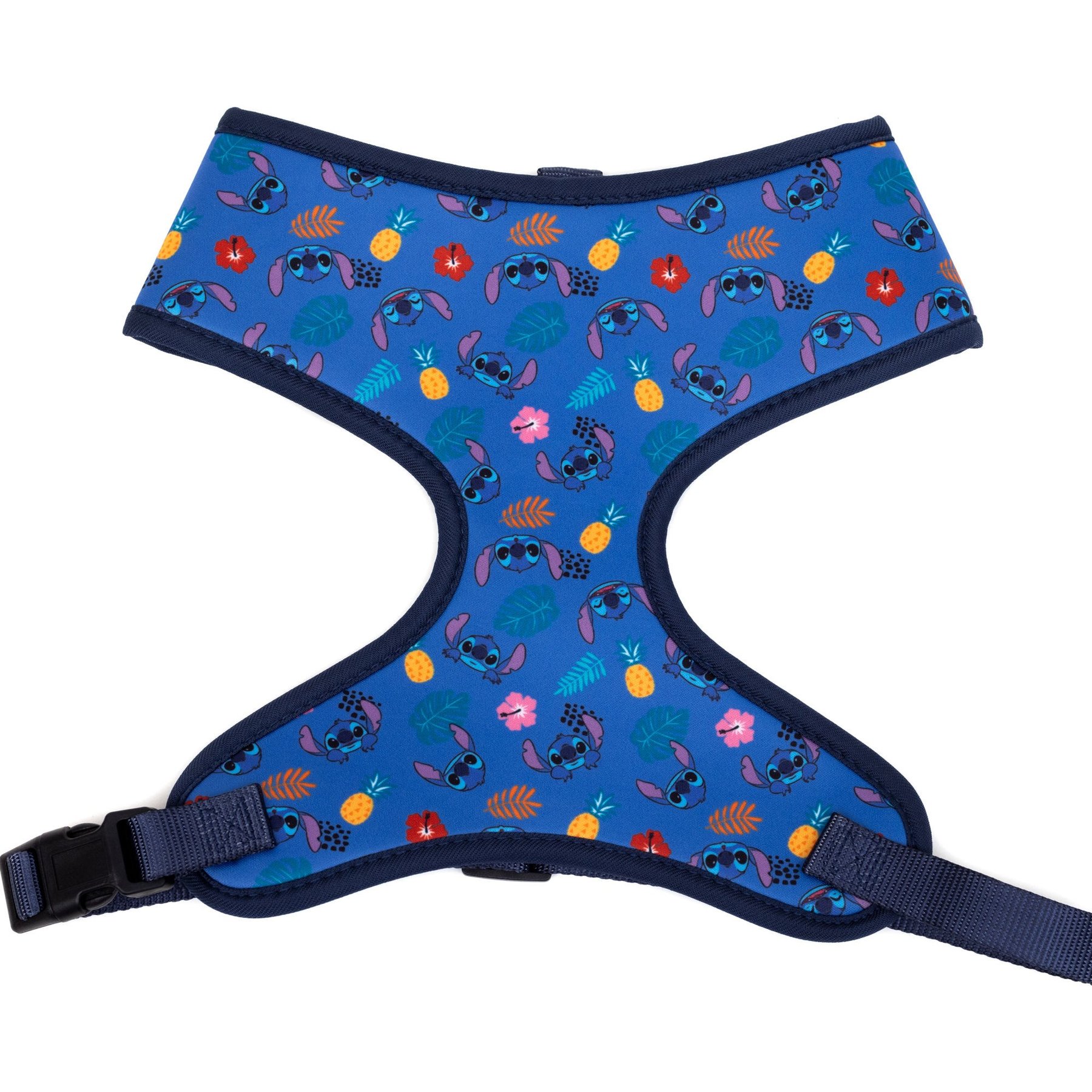 Buckle-Down Lilo & Stitch Poses & Icons Scattered Plastic Buckle Polyester Disney Dog Harness, Blue Black, Small: 14 to 17-in chest