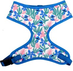Buckle-Down Lilo & Stitch Stitch Poses & Tropical Flowers Plastic Buckle Polyester Disney Dog Harness, MultiColor, X-Large: 20 to 31-in chest