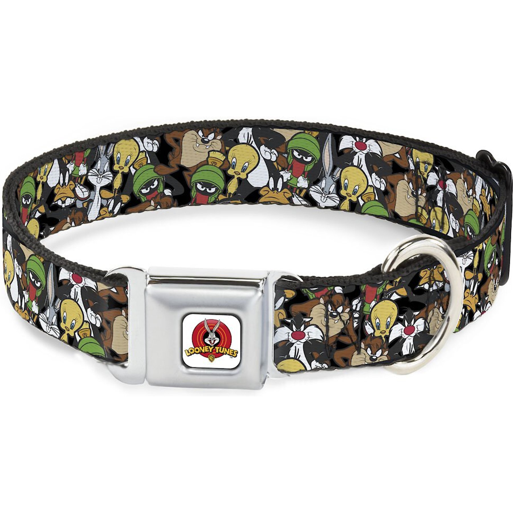 Buckle-Down Looney Tunes Logo Polyester Dog Collar, Medium: 11 to 17-in neck, 1-in wide