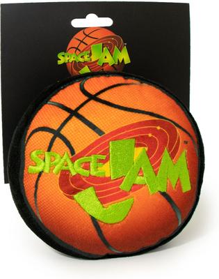 Show full view: Buckle-Down Looney Tunes Plush Squeaker Space Jam Basketball Logo Dog Toy, Orange slide 4 of 5