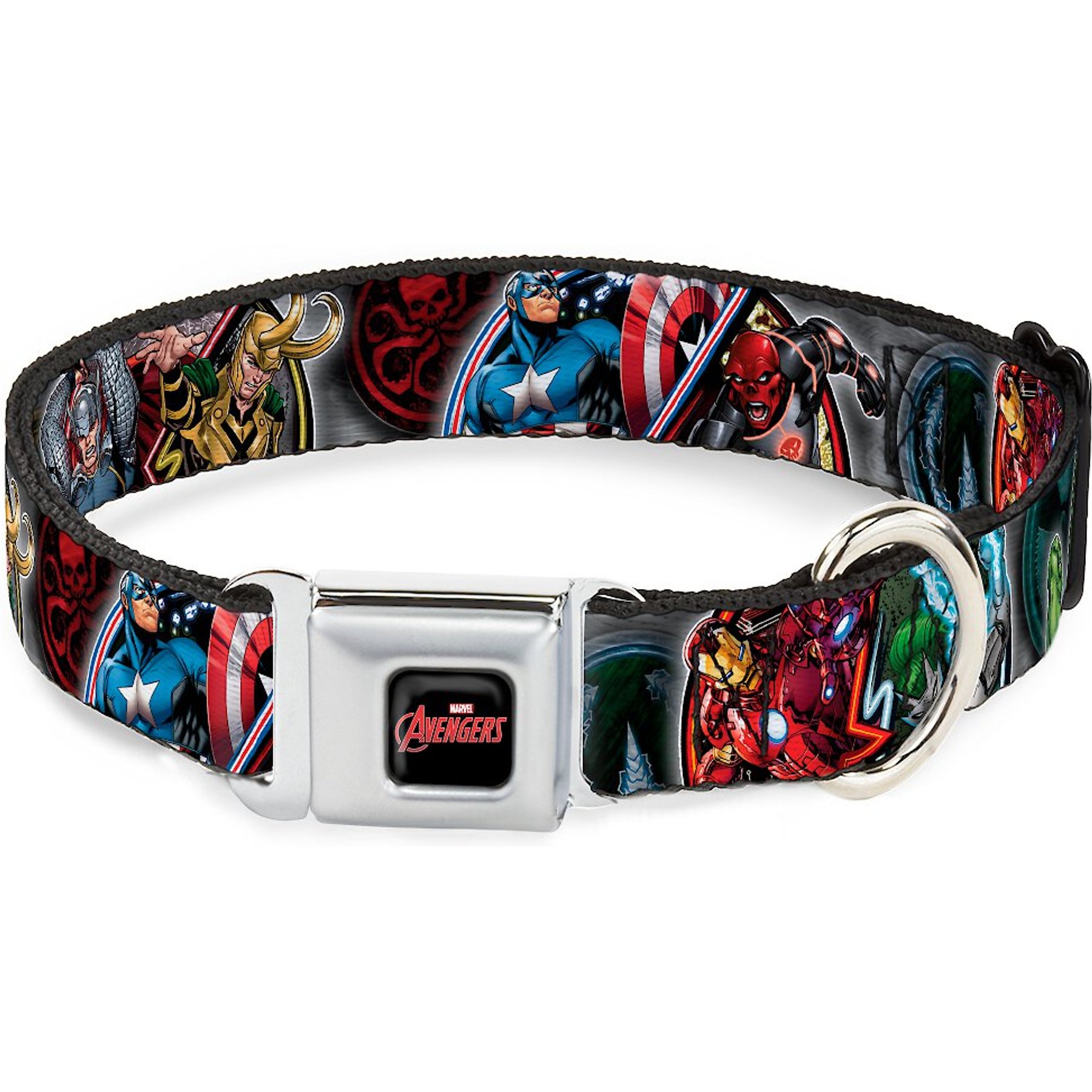 Buckle-Down Marvel Avengers Hero/Villain Poses Dog Collar, Wide-Medium