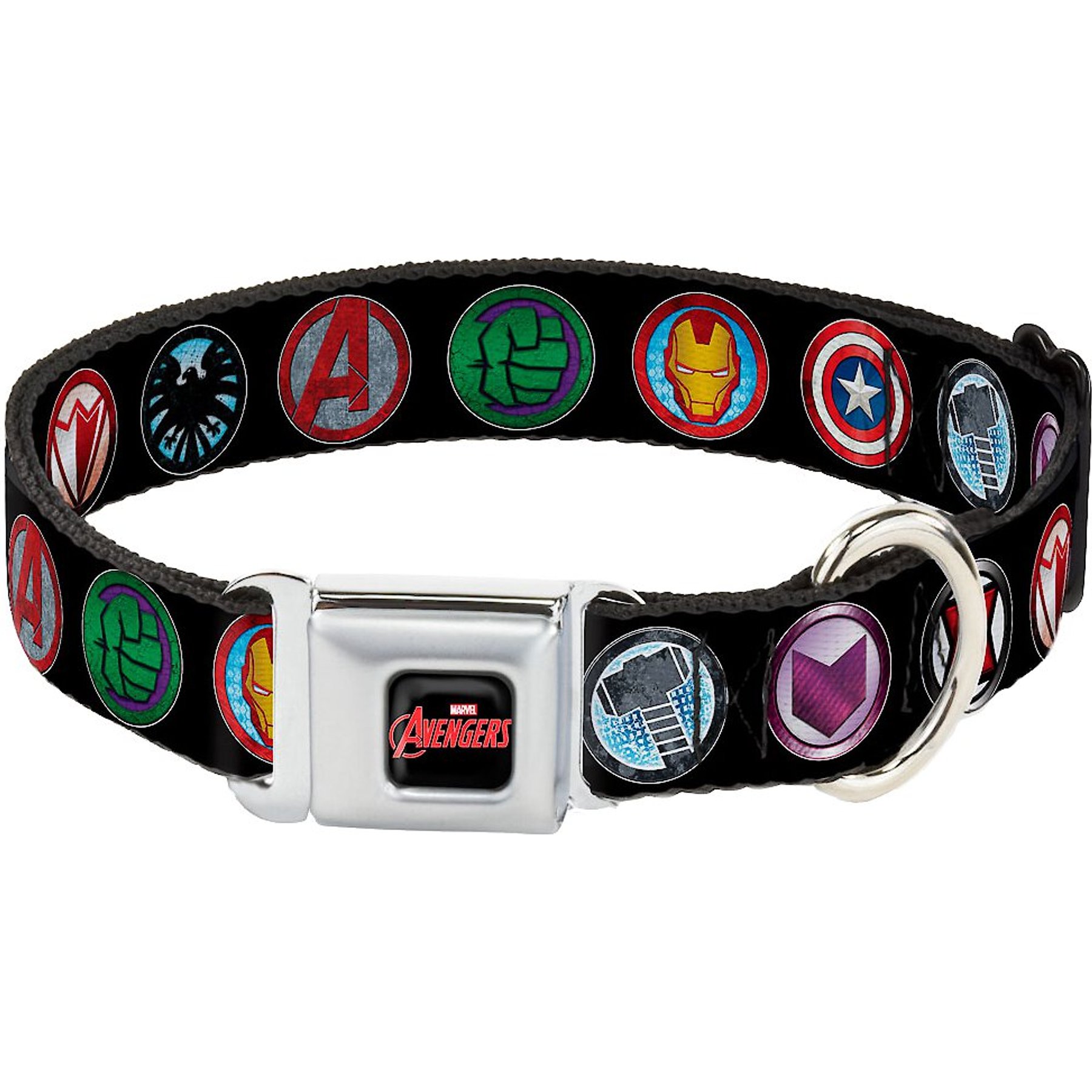 Buckle-Down Marvel Avengers Seatbelt Buckle Dog Collar, Medium