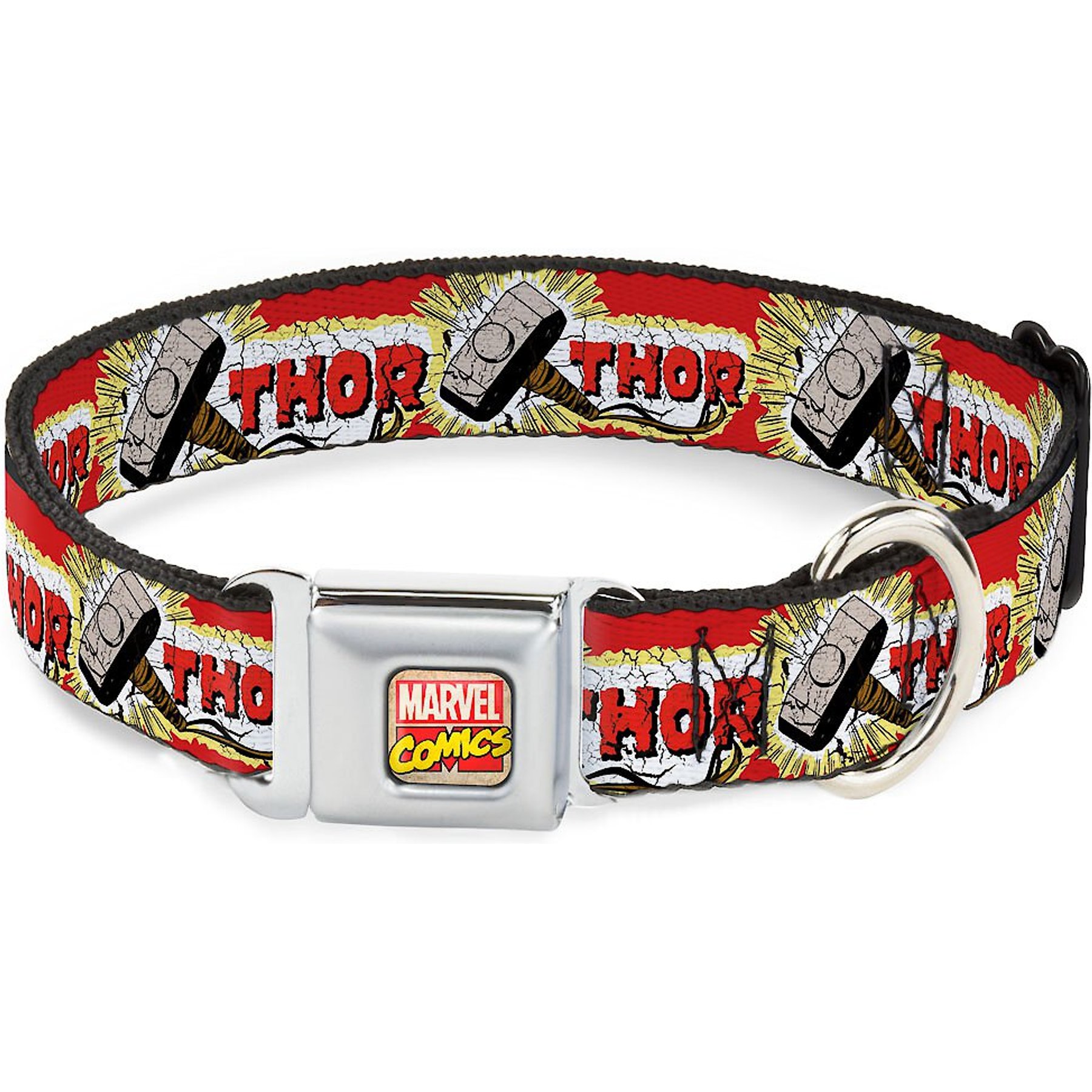 Buckle-Down Marvel Comic Thor & Hammer Dog Collar, Large