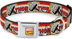 Buckle-Down Marvel Comic Thor & Hammer Dog Collar, Wide-Medium