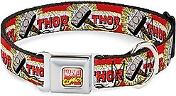 Buckle-Down Marvel Comic Thor & Hammer Dog Collar, Wide-Small