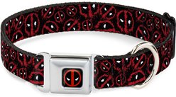Buckle-Down Marvel Deadpool Splatter Logo Polyester Dog Collar, Small: 9.5 to 13-in neck, 1-in wide