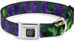 Buckle-Down Marvel Hulk Face Polyester Dog Collar, Medium: 11 to 16.5-in neck, 1-in wide