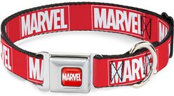 Buckle-Down Marvel Red Brick Logo Polyester Dog Collar, Large: 15 to 26-in neck, 1-in wide
