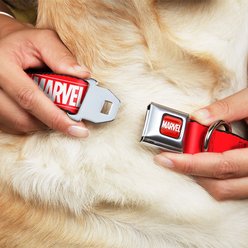 Buckle-Down Marvel Red Brick Logo Polyester Dog Collar, Medium Wide: 16 to 23-in neck, 1.5-in wide slide 2 of 9