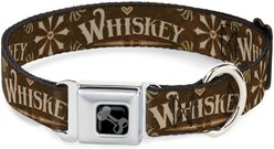 Buckle-Down Metal Seatbelt Buckle Western Whiskey Heart Repeat Polyester Dog Collar, Brown/Tan, Small: 9.5 to 13-in neck, 1-in wide slide 1 of 6
