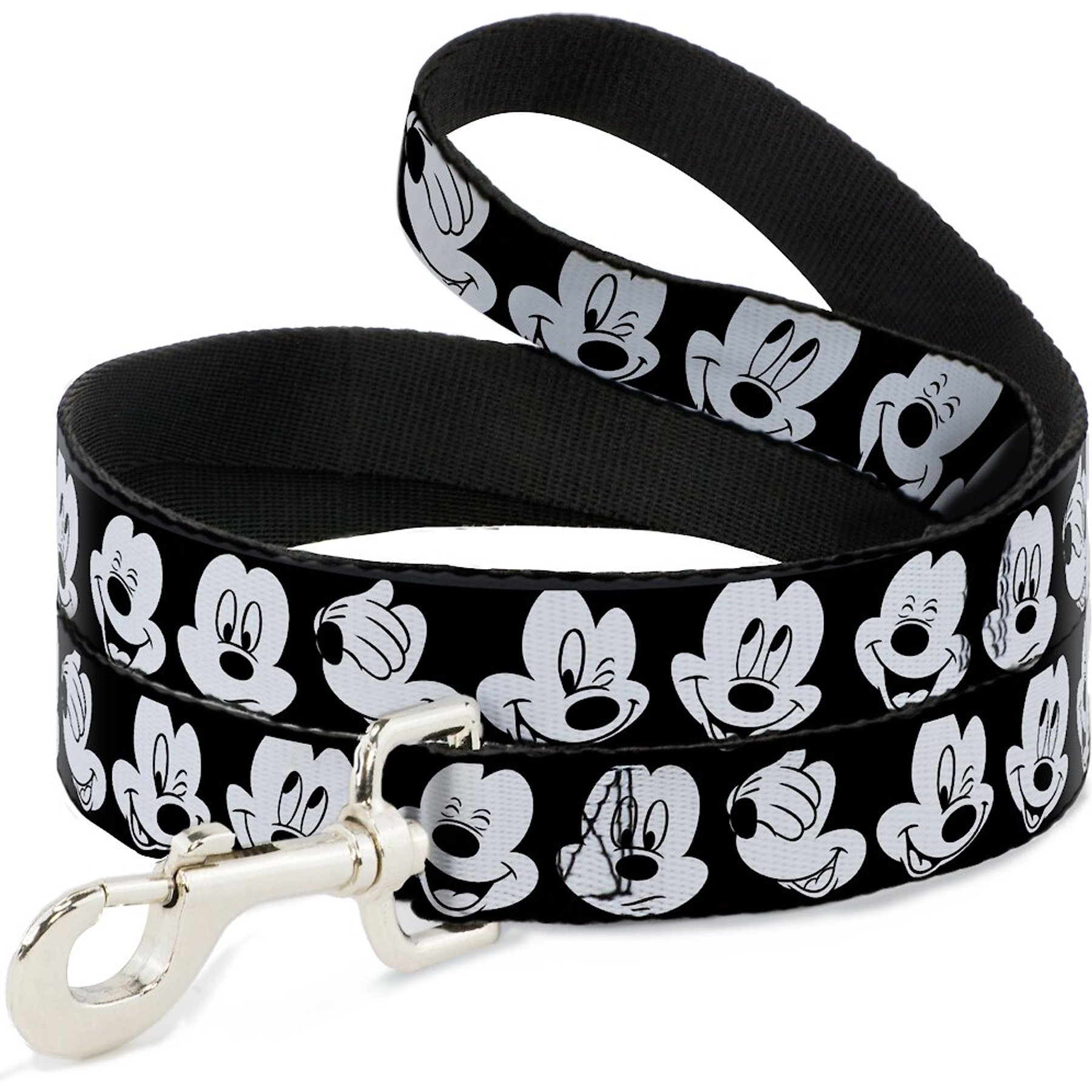 Buckle-Down Mickey Mouse Expressions Dog Leash, Black