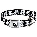 Buckle-Down Mickey Mouse Expressions Polyester Seatbelt Buckle Dog Collar, Medium: 11 to 17-in neck, 1-in wide