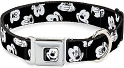 Buckle-Down Mickey Mouse Expressions Scattered Dog Collar, Wide-Large
