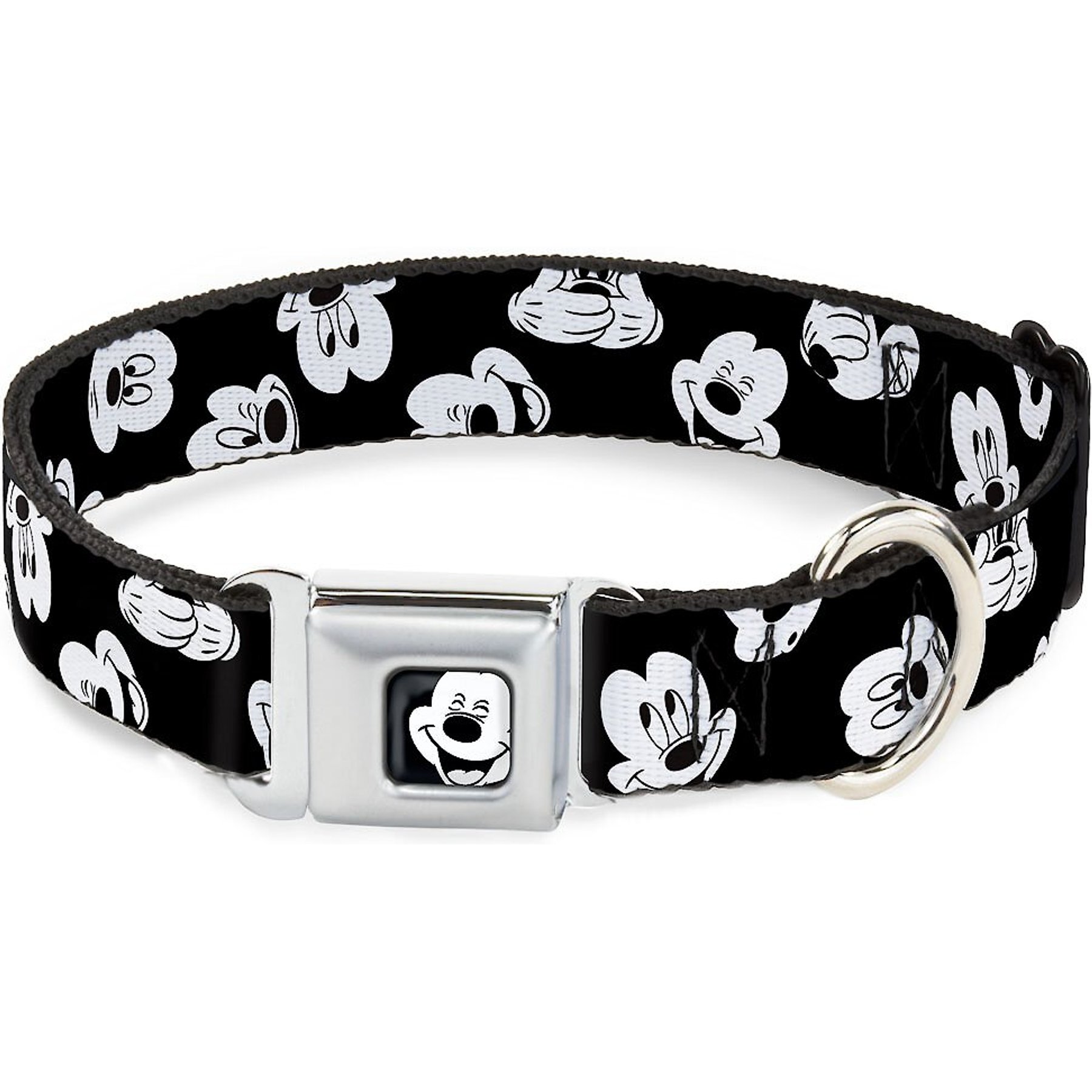 Buckle-Down Mickey Mouse Expressions Scattered Dog Collar, Wide-Large