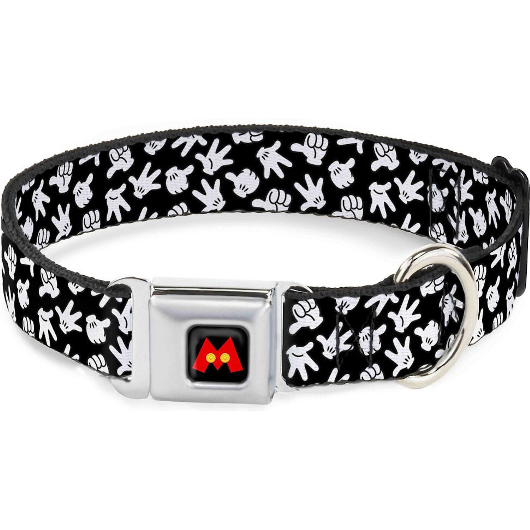 Buckle-Down Mickey Mouse Hand Gestures Polyester Dog Collar, Medium Wide: 16 to 23-in neck, 1.5-in wide