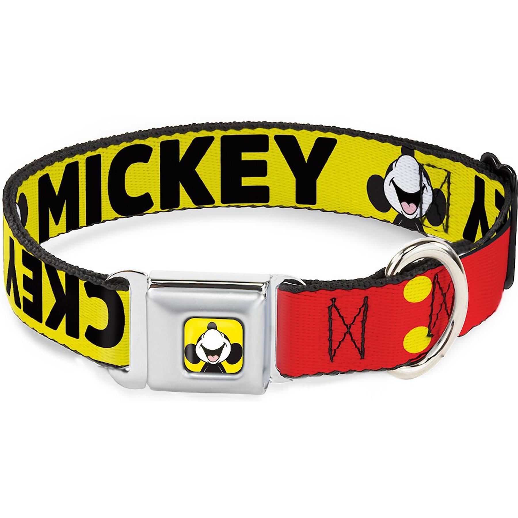 Buckle-Down Mickey Smiling Up Pose Polyester Dog Collar, Small Wide: 13 to 18-in neck, 1.5-in wide