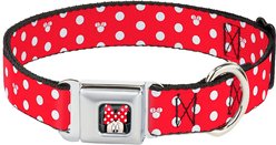 Buckle-Down Minnie Mouse Polka Dot Polyester Seatbelt Buckle Dog Collar, Medium: 11 to 17-in neck, 1-in wide