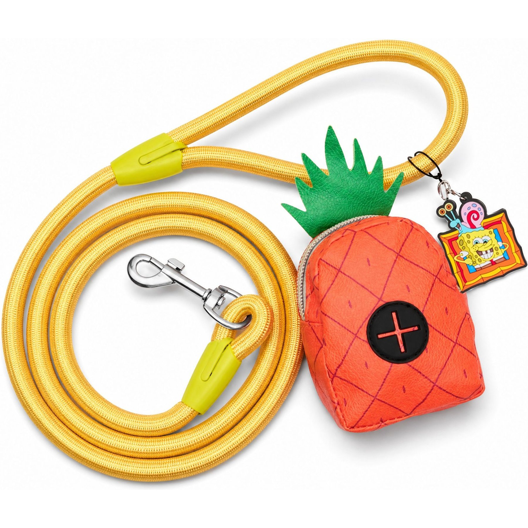 Buckle-Down Nickelodeon Embellishment Dog Leash with Waste Bag Dispenser, Yellow, 4.5-ft long, 2.5-in wide