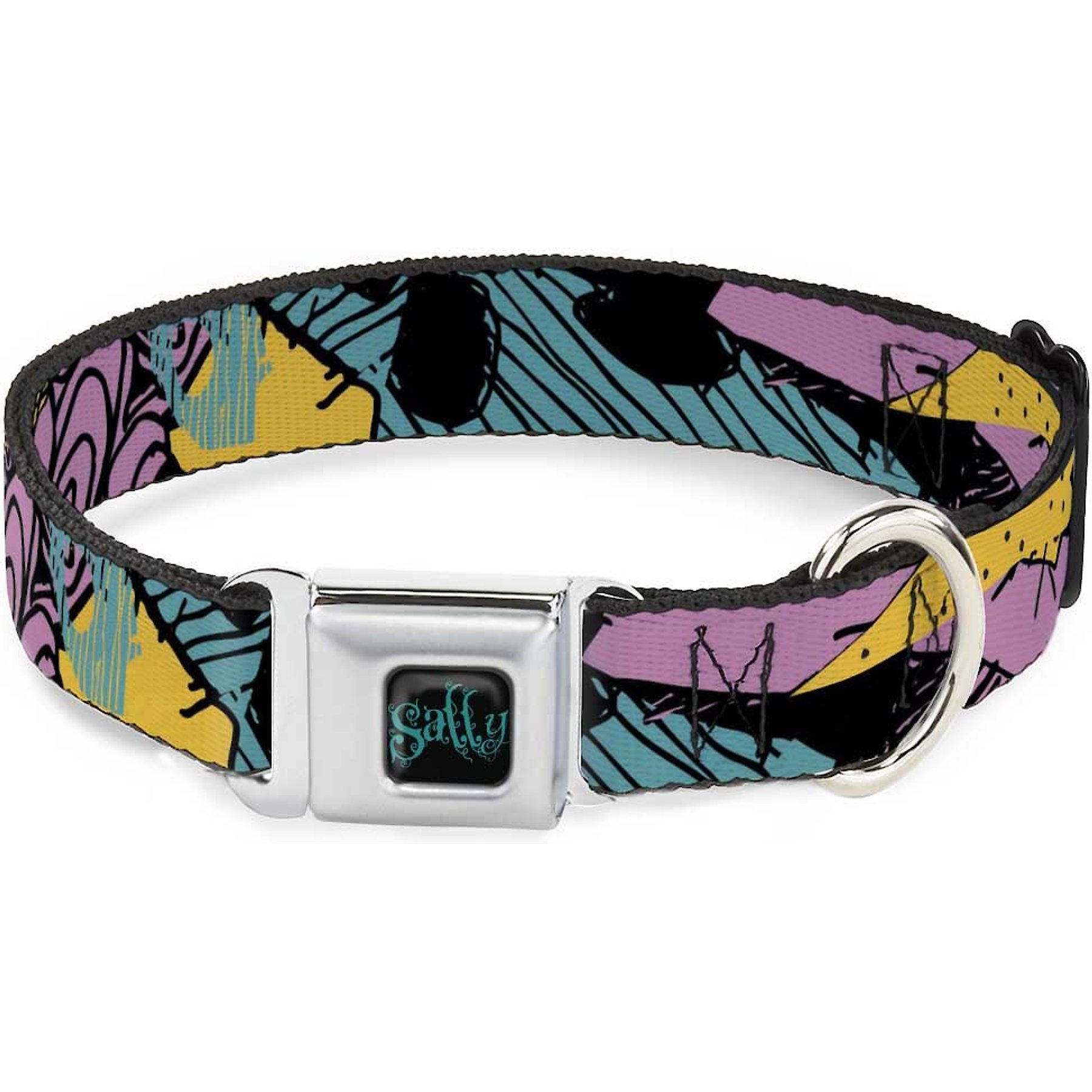 Buckle-Down Nightmare Before Christmas Sally Dress Patchwork Polyester Dog Collar, Small Wide: 13 to 17-in neck, 1.5-in wide