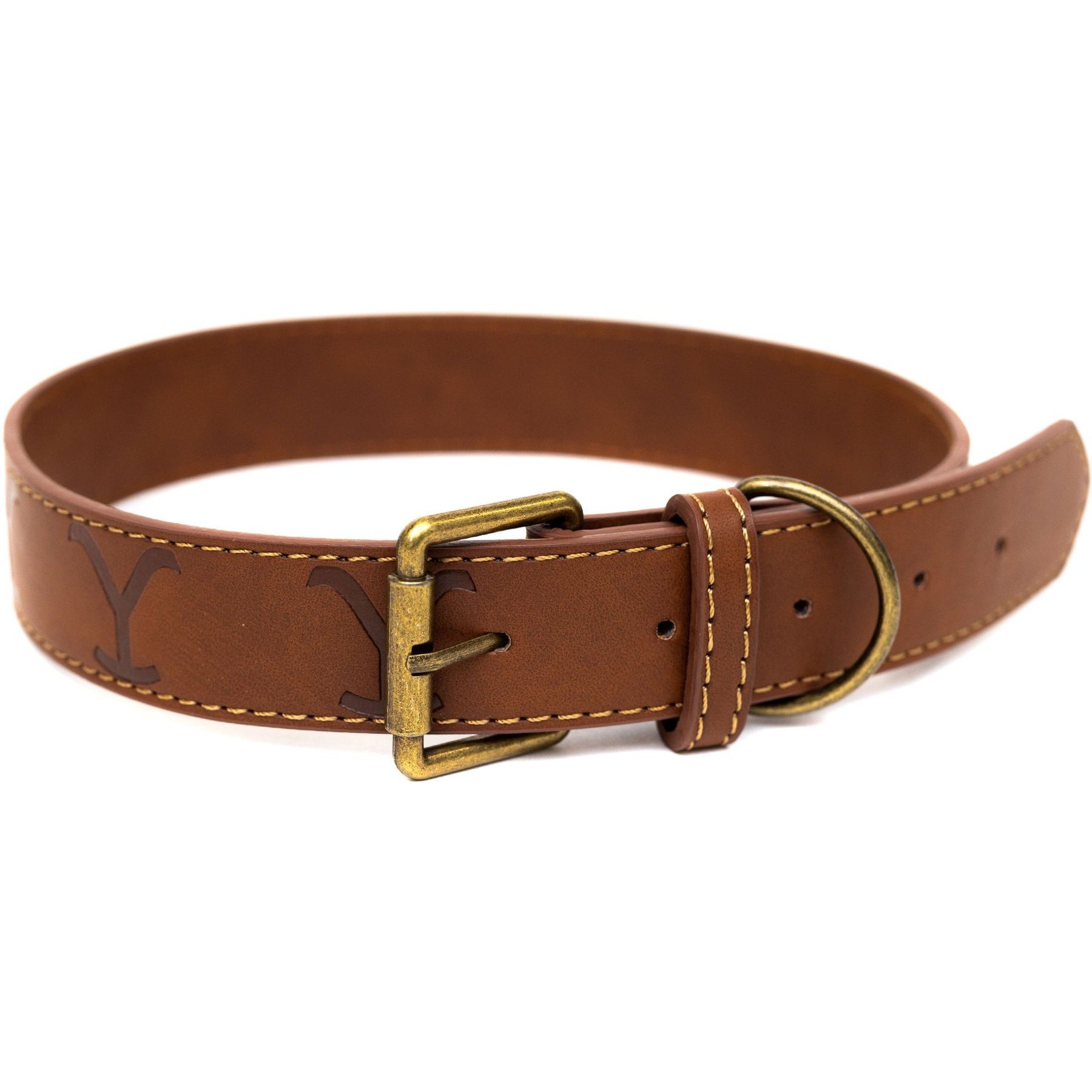 Buckle-Down Paramount Network Dutton Ranch Yellowstone Vegan Leather Dog Collar, Brown, Large: 14 to 19-in neck, 1-in wide