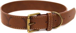 Buckle-Down Paramount Network Dutton Ranch Yellowstone Vegan Leather Dog Collar, Brown, X-Small: 6 to 9-in neck, 0.38-in wide