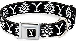 Buckle-Down Paramount Network Yellowstone Dutton Ranch & Native American Icons Metal Seatbelt Buckle Polyester Dog Collar, Black, Wide Medium: 16 to 23-in neck, 1.5-in wide