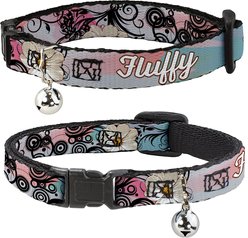 Buckle-Down Personalized Breakaway Cat Collar with Bell, Flowers & Filigree