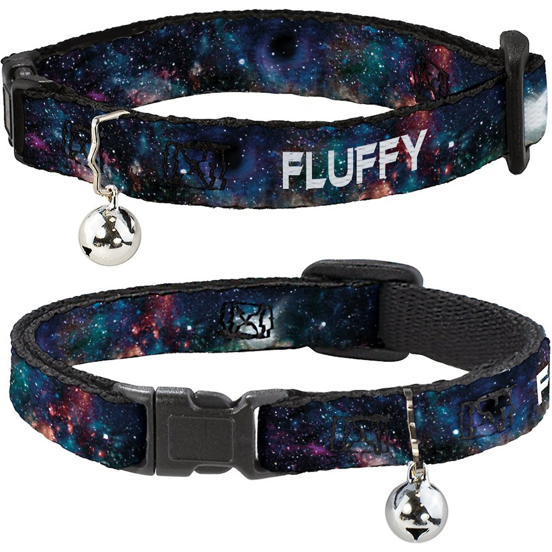 Buckle-Down Personalized Breakaway Cat Collar with Bell, Galaxy Collage