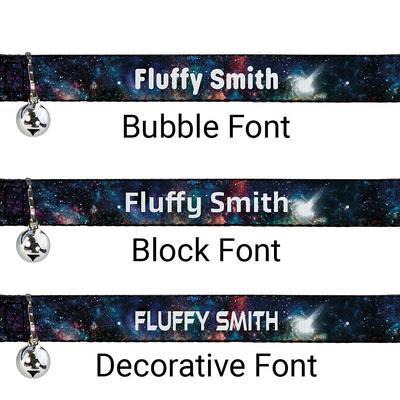 Show full view: Buckle-Down Personalized Breakaway Cat Collar with Bell, Galaxy Collage slide 2 of 2
