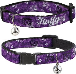 Buckle-Down Personalized Breakaway Cat Collar with Bell, Hibiscus Collage