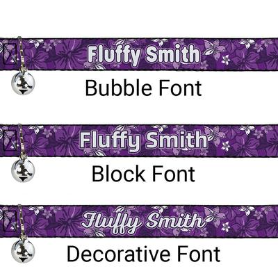 Show full view: Buckle-Down Personalized Breakaway Cat Collar with Bell, Hibiscus Collage slide 2 of 2