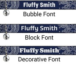 Buckle-Down Personalized Breakaway Cat Collar with Bell, Paisley Blue & White slide 2 of 2