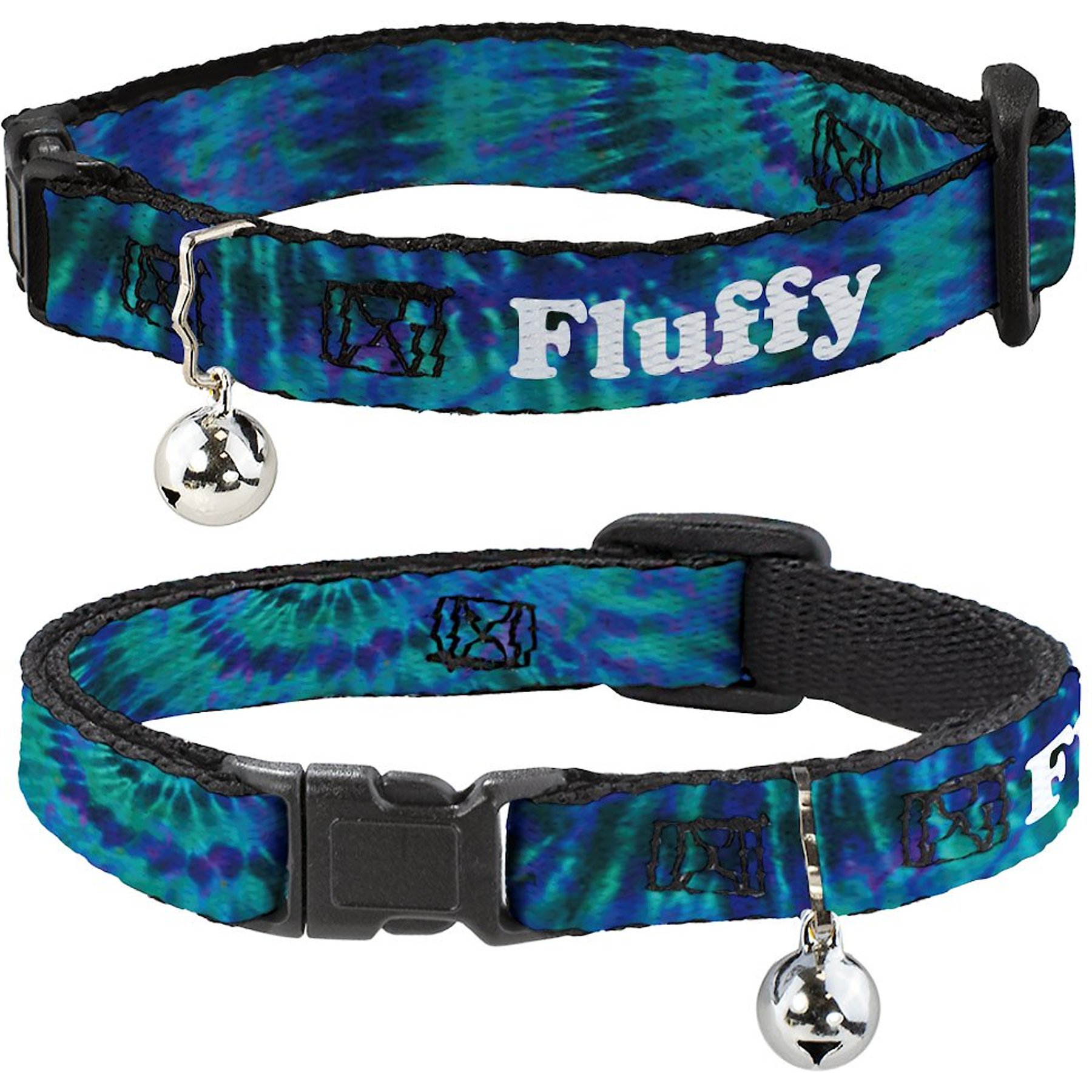 Buckle-Down Personalized Breakaway Cat Collar with Bell, Tie Dye