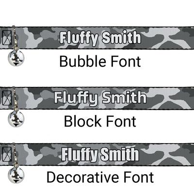 Show full view: Buckle-Down Personalized Breakaway Cat Collar with Bell, White Camo slide 2 of 2