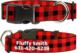 Buckle-Down Polyester Personalized Dog Collar, Buffalo Plaid, Medium