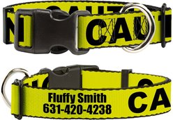Buckle-Down Polyester Personalized Dog Collar, Caution, Small