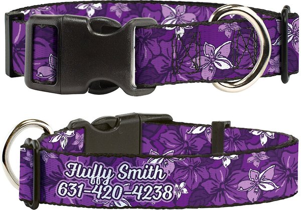 Buckle-Down Polyester Personalized Dog Collar, Hibiscus Collage