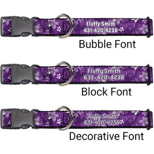 Buckle-Down Polyester Personalized Dog Collar, Hibiscus Collage, Medium