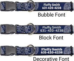 Buckle-Down Polyester Personalized Dog Collar, Paisley Blue & White, Large slide 2 of 7