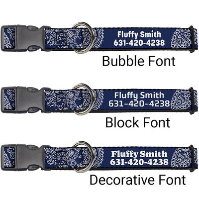 Show full view: Buckle-Down Polyester Personalized Dog Collar, Paisley Blue & White, Large slide 2 of 8