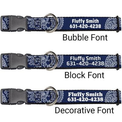 Show full view: Buckle-Down Polyester Personalized Dog Collar, Paisley Blue & White, Small slide 2 of 8