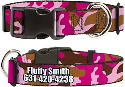 Buckle-Down Polyester Personalized Dog Collar, Pink Camo, Large