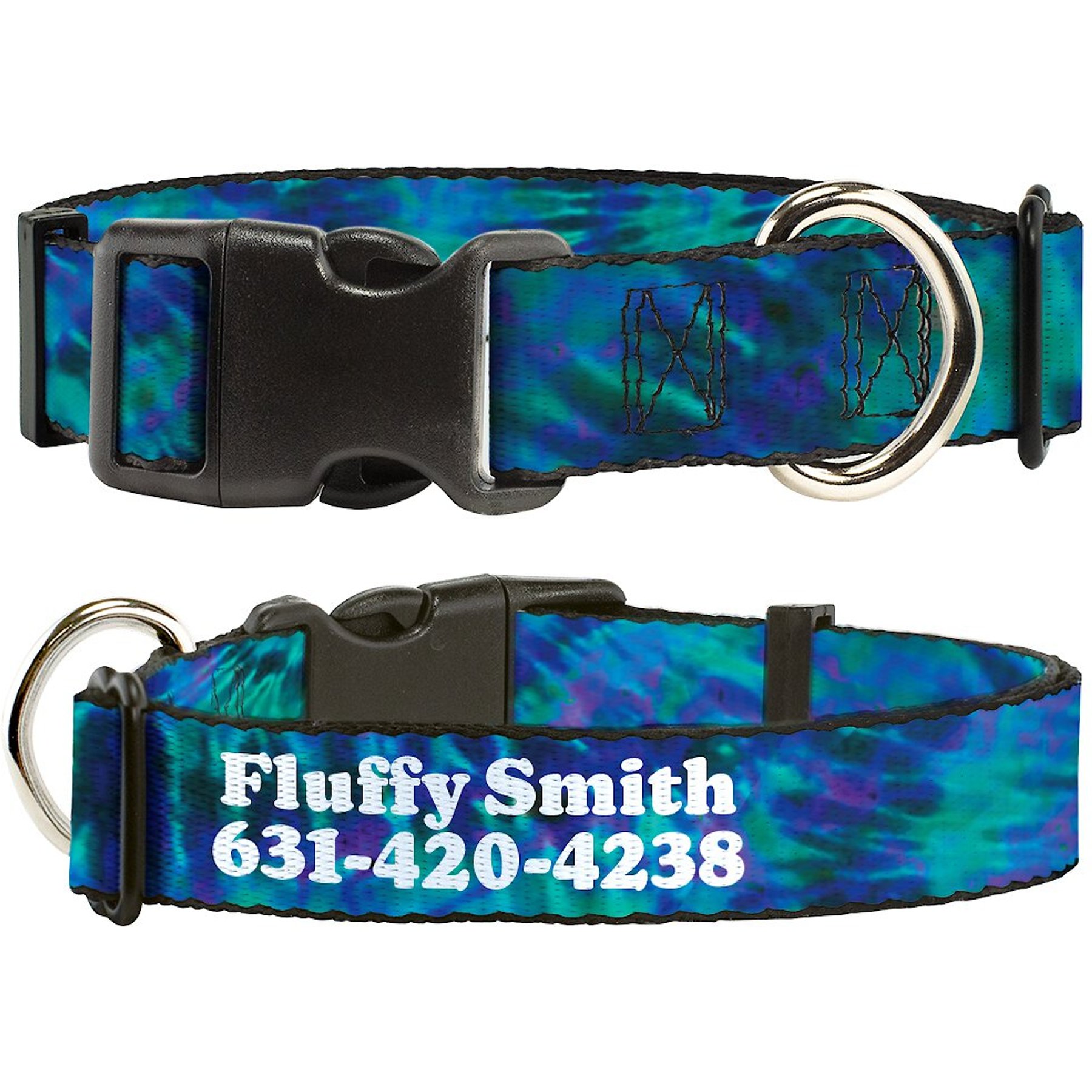 Buckle-Down Polyester Personalized Dog Collar, Tie Dye, Medium