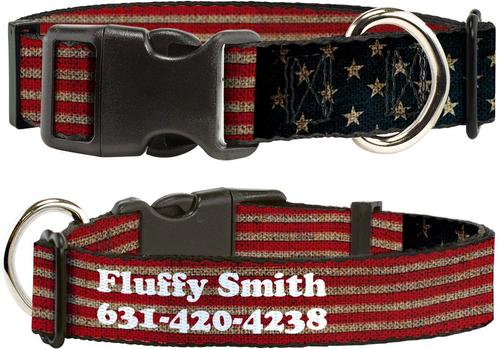 Show full view: Buckle-Down Polyester Personalized Dog Collar, Vintage US Flag, Large slide 1 of 9